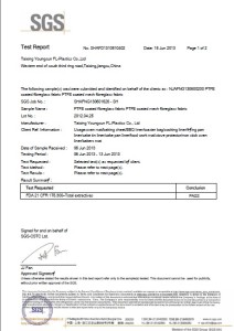 LFGB Certificate for PTFE Fabrics Taixing Youngsun FL-Plastics.Co.,Ltd