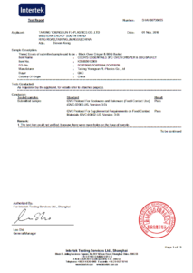 FDA Certificate for Oven Crispy Tray by ITS(PFOA Free)