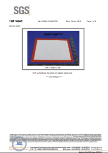 FDA Certificate for Silicone Baking Mat by SGS
